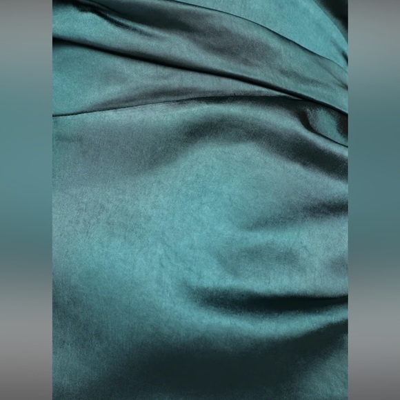 Hot Night Out Teal Green Satin Surplice Faux-Wrap Dress - Picture 6 of 6